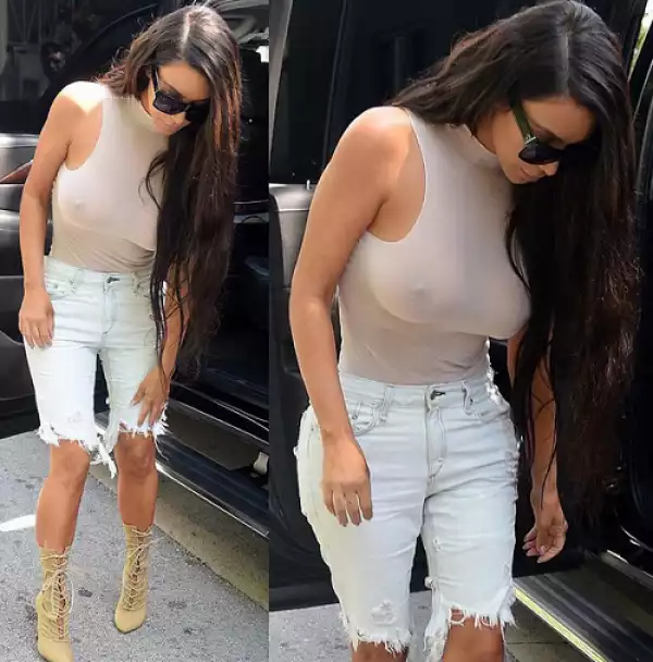 Photos: Kim Kardashian shows off n*pple in a see-through dress